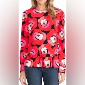 Kate Spade York Deco Rose Peplum Top